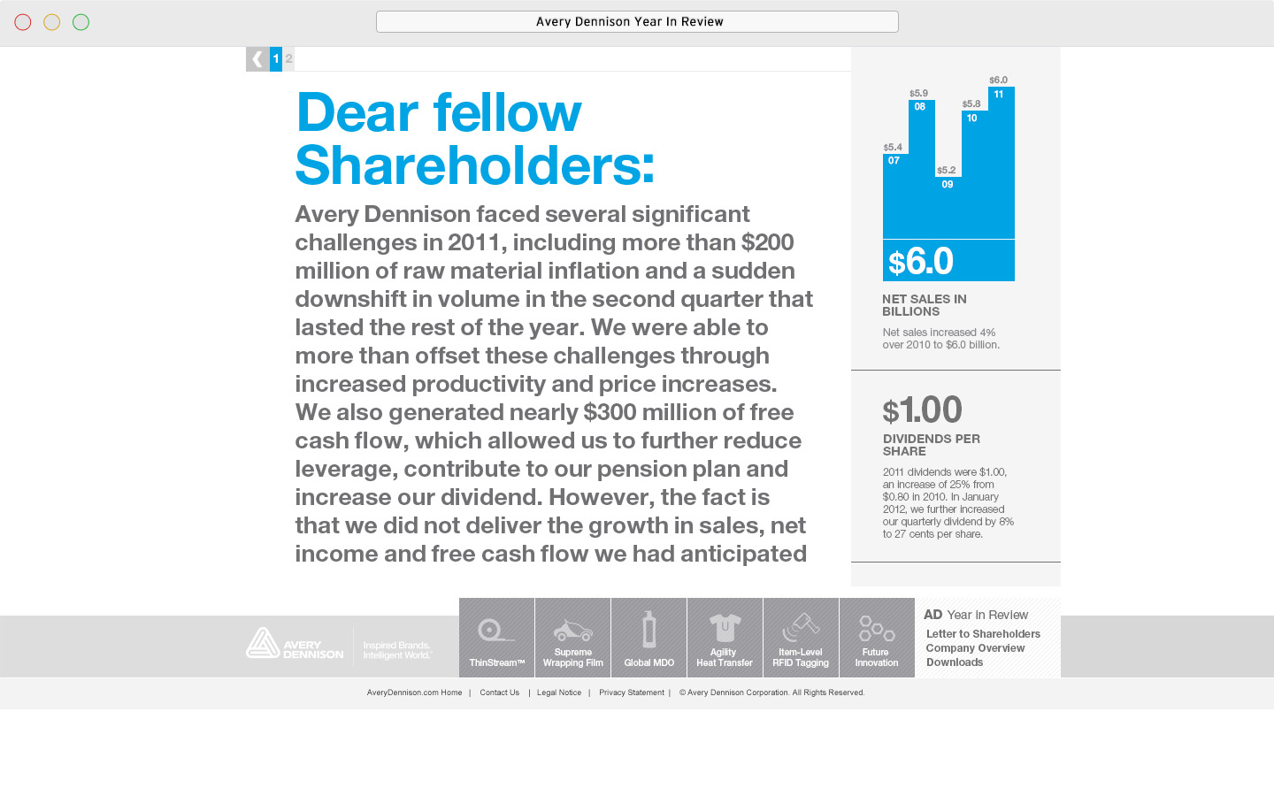 Avery Dennison 2011 Online Year In Review Letter to Shareholders